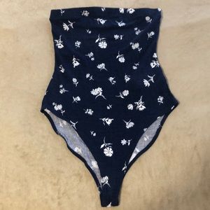 Navy blue floral body suit